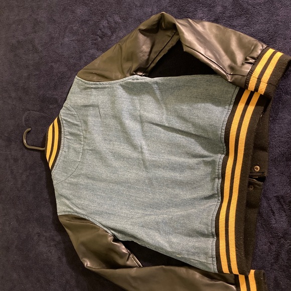 Pacsun faux leather and denim varsity jacket, s - Picture 3 of 4